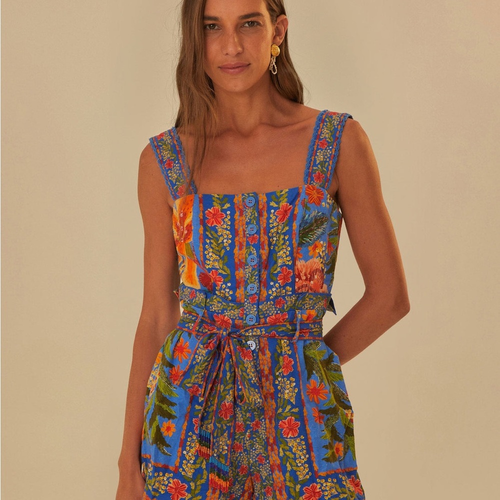 FARM Rio Blue Floral Jumpsuit